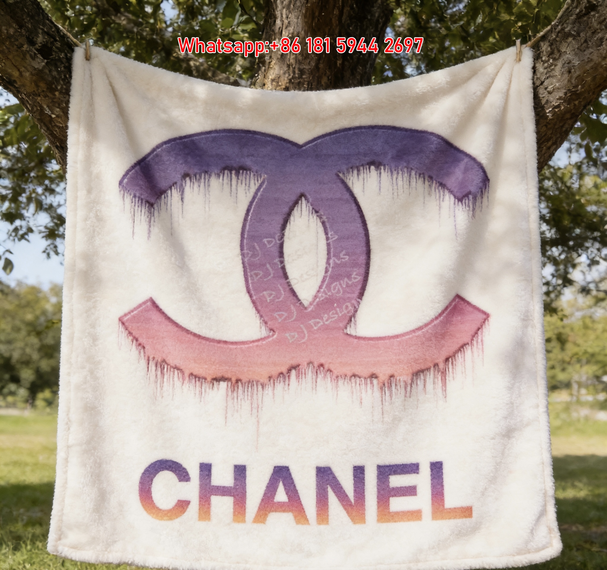 Chanel Gradient Drip CC Logo Flannel Sofa Throw Blanket IMG_7032